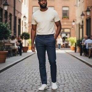 NEW Reaction Kenneth Cole Mens 36W x 32L Navy Blue Flat Front Dress Pants‎